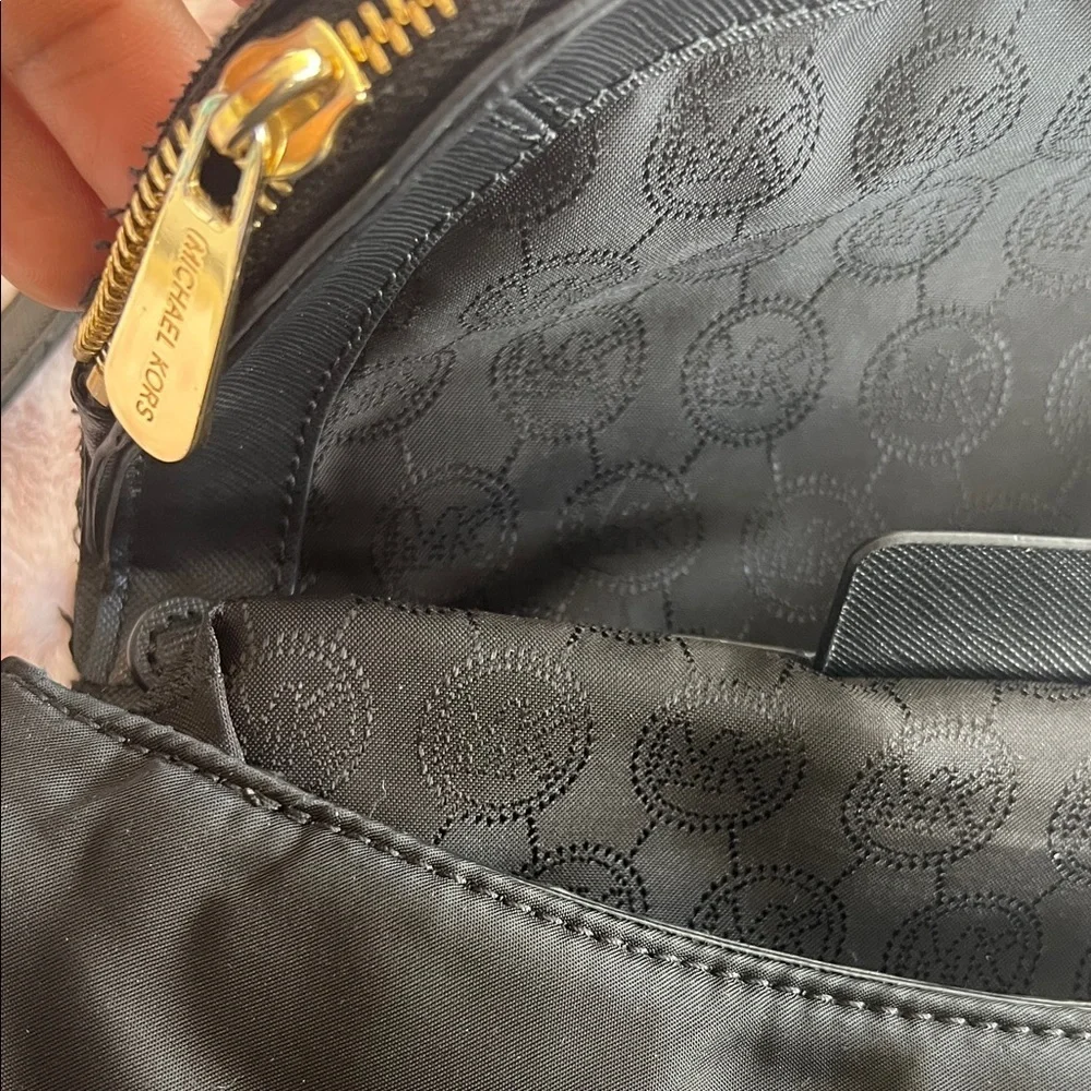 Michael Kors Black Shoulder Bag with Gold Accents